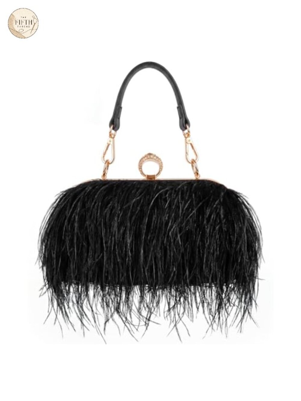 Ostrich Feather Evening Clutch with Chain Strap Elegant Party Purse